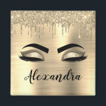 Gold Glitter Sparkle Eyelashes Monogram Name Magnet<br><div class="desc">Gold Faux Foil Metallic Sparkle Glitter Brushed Metal Monogram Name and Initial Eyelashes (Lashes),  Eyelash Extensions and Eyes Refrigerator Magnets. The design makes the perfect sweet 16 birthday,  wedding,  bridal shower,  anniversary,  baby shower or bachelorette party gift for someone looking for a trendy cool style.</div>