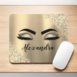 Gold Glitter Sparkle Eyelashes Monogram Name Mouse Pad<br><div class="desc">Gold Faux Foil Metallic Sparkle Glitter Brushed Metal Monogram Name and Initial Eyelashes (Lashes),  Eyelash Extensions and Eyes Computer Mousepad (mouse pad). The design makes the perfect sweet 16 birthday,  wedding,  bridal shower,  anniversary,  baby shower or bachelorette party gift for someone looking for a trendy cool style.</div>