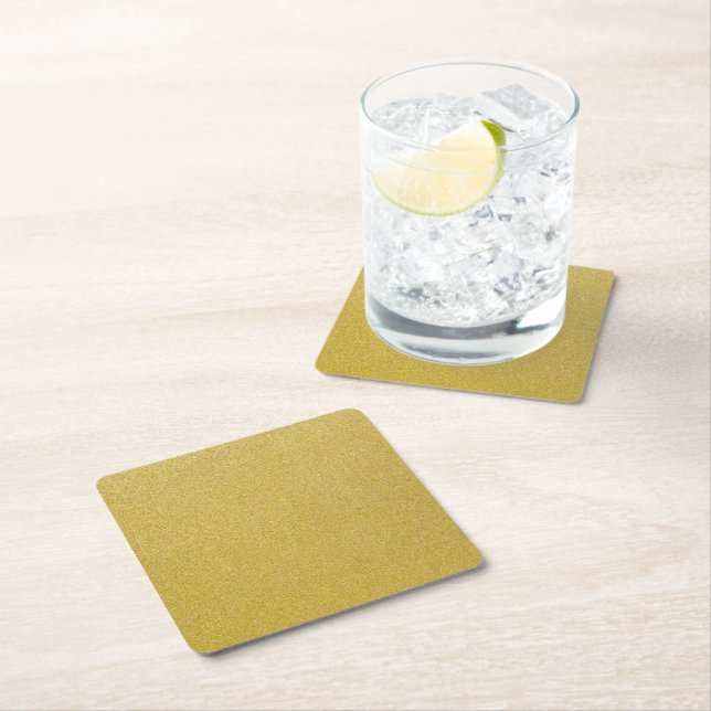 Gold Glitter, Sparkle, Glitter Background Square Paper Coaster (Insitu)