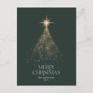 Gold glitter sparkle gree modern Christmas Holiday Postcard