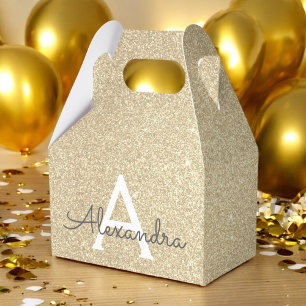 Gold Glitter & Sparkle Monogram Favor Box
