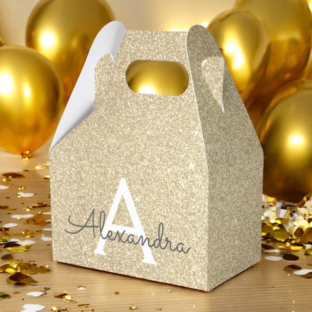 Gold Glitter & Sparkle Monogram Favor Box (Creator Uploaded)