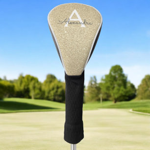 Gold Glitter & Sparkle Monogram Name Golf Head Cover