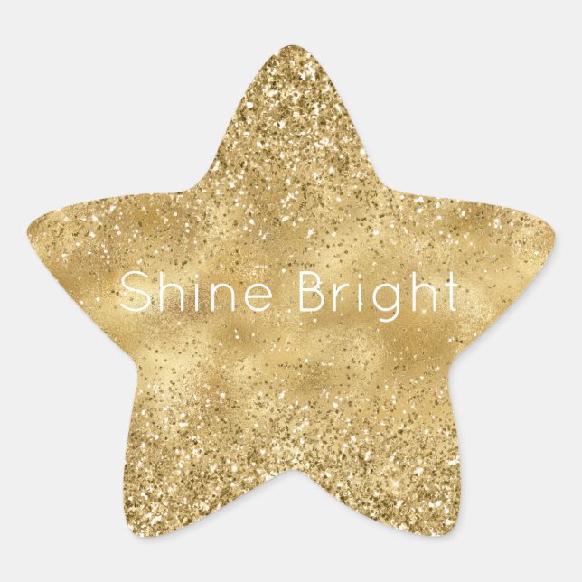 Gold Glitter Sparkle   Star Sticker (Front)