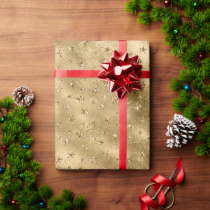 Gold Glitter Sparkle Stars   Wrapping Paper