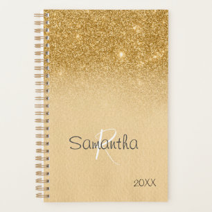 Gold Glitter Sparkle Yearly Monogram Planner