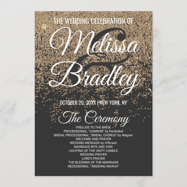 Gold Glitter Sparkles Black Program (Front)