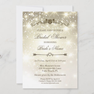 Gold Glitter Sparkles - Bridal Shower Invitation