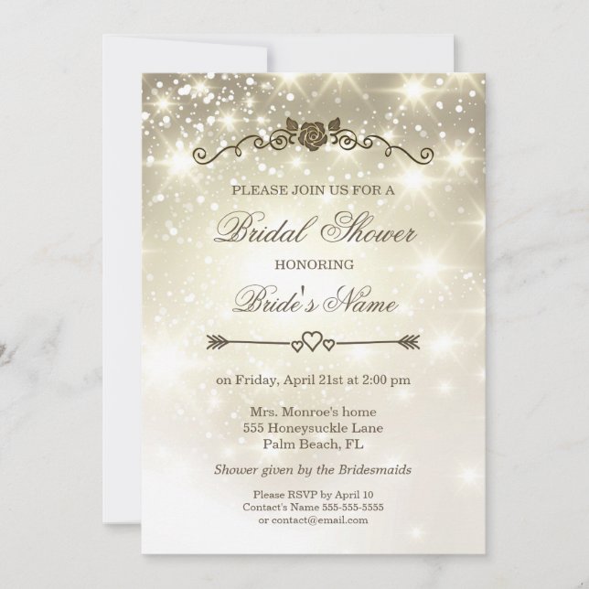 Gold Glitter Sparkles - Bridal Shower Invitation (Front)