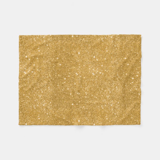 Gold Glitter Sparkles Fleece Blanket (Front (Horizontal))