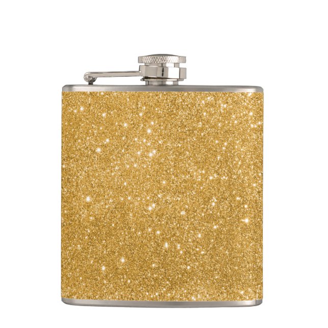 Gold Glitter Sparkles Hip Flask (Front)