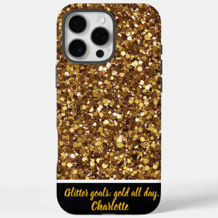Gold glitter sparkles in the sun iPhone 16 pro max case