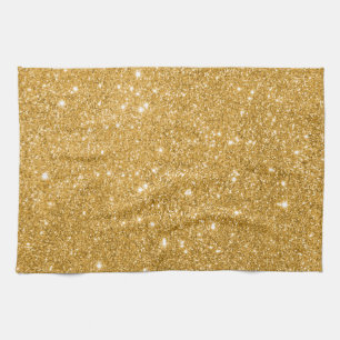 Gold Glitter Sparkles Kitchen Towel