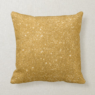 Gold Glitter Sparkles Throw Pillow
