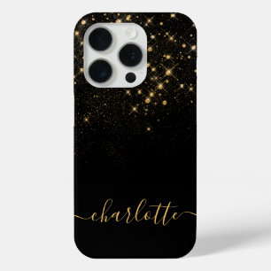 Gold Glitter Sparkling Elegant Glamourous Script iPhone 15 Pro Case
