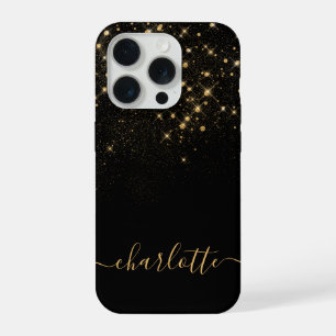 Gold Glitter Sparkling Elegant Glamourous Script iPhone 15 Pro Case