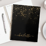 Gold Glitter Sparkling Elegant Glamourous Script Planner<br><div class="desc">Create your own personalized black and gold diamond sparkle planner with your custom modern handwritten script name.</div>
