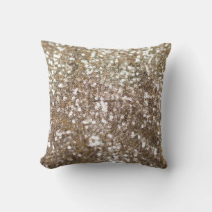 Gold Glitter Sparkling Glam Girly Glitzy Throw Pillow