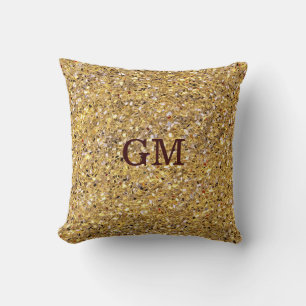 Gold Glitter Sparkling Mosaique Throw Pillow