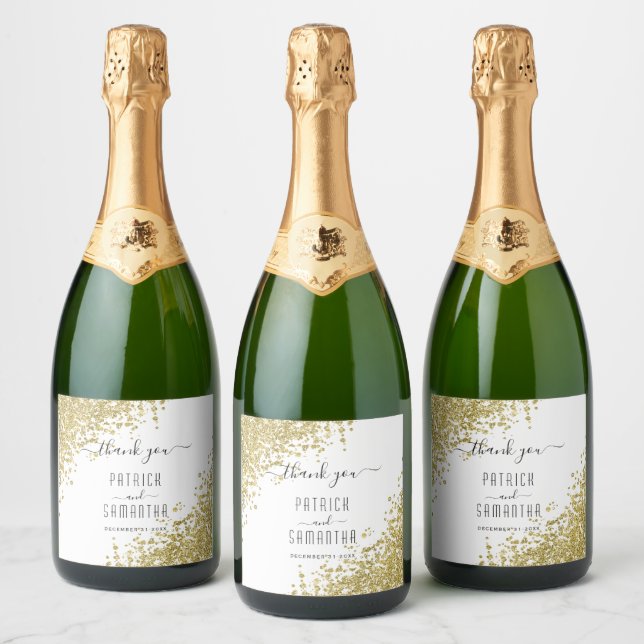 Gold Glitter Sparkling Wine Bottle Labels (Bottles)