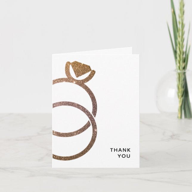 Gold Glitter Stacked Rings Modern Wedding Invitation (Front)