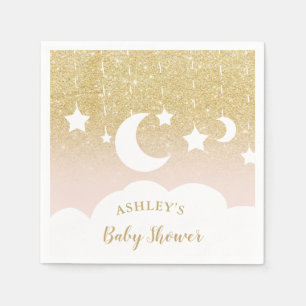 Gold glitter star moon cloud baby shower napkin