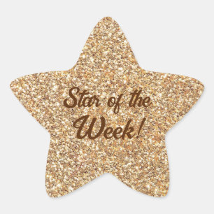 Gold Glitter Star student reward Sticker