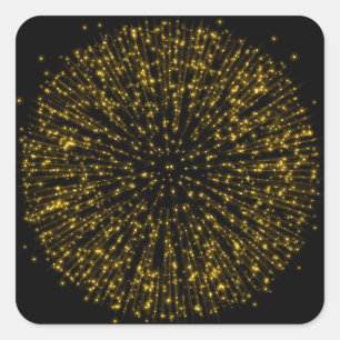 Gold Glitter Starburst Sunburst Firework Sparkle Square Sticker