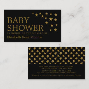 Gold Glitter Stars, Baby Shower Invitation