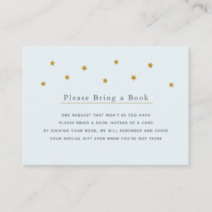 Gold Glitter Stars Blue Please Bring a Book Card