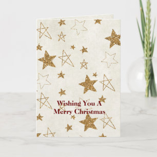 Gold Glitter Stars Christmas Card