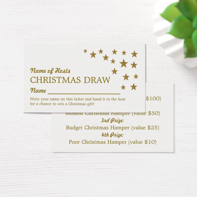 Gold Glitter Stars, Christmas Party Raffle Tickets (Desk)