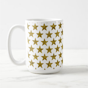 Gold glitter stars  coffee mug