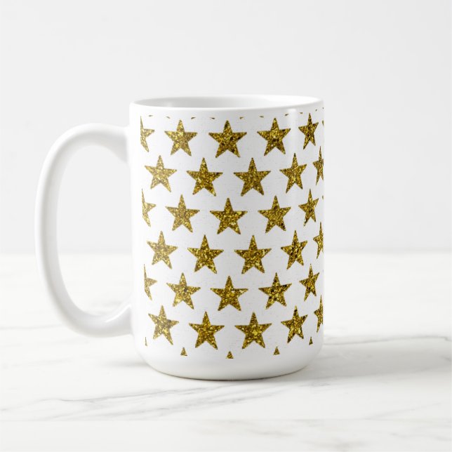 Gold glitter stars  coffee mug (Left)