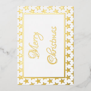 Gold glitter stars  foil holiday card