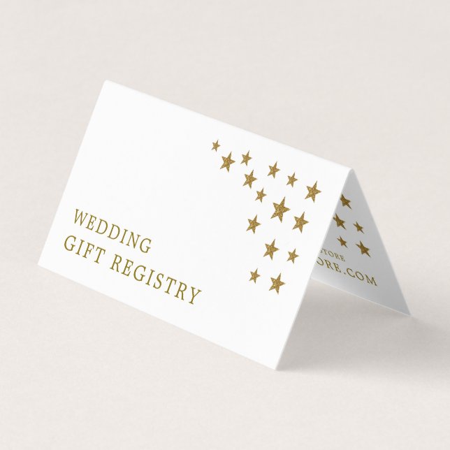 Gold Glitter Stars Gift Registry Card (Front)