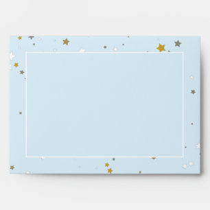 Gold Glitter Stars Girls Birthday Invitation Blue Envelope