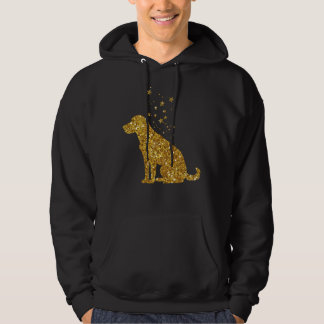 Gold Glitter Stars Labrador Retriever Sitting Hoodie