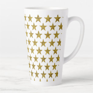Gold glitter stars  latte mug