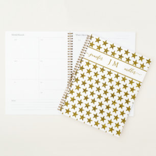 Gold glitter stars personalized planner