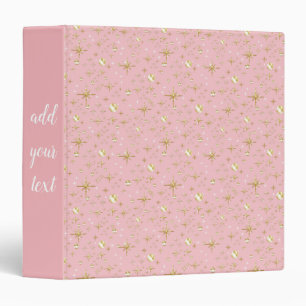 Gold glitter stars, pink and gold binder