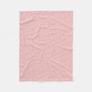 Gold glitter stars, pink and gold fleece blanket