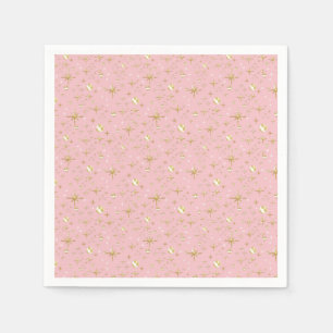 Gold glitter stars, pink and gold napkin
