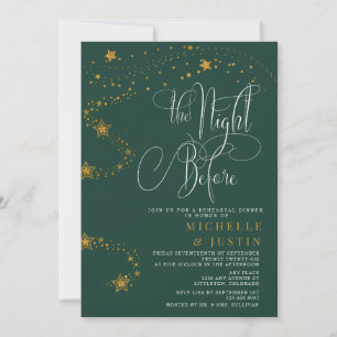 Gold Glitter Stars Rehearsal Dinner   Invitation