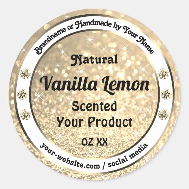Gold Glitter Stars Sparkling Jewels Product Labels (Front)