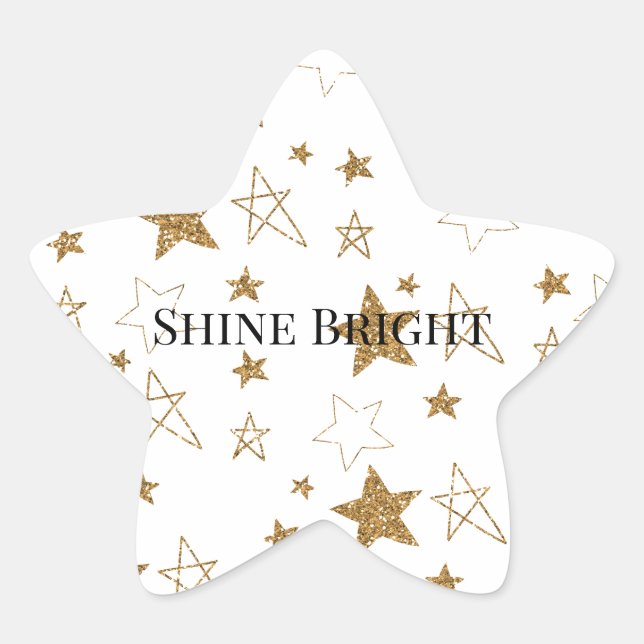 Gold Glitter Stars Star Sticker (Front)