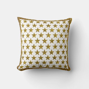 Gold glitter stars throw pillow