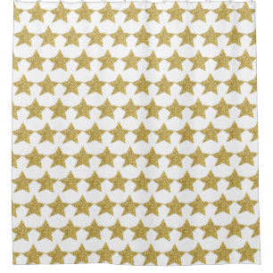Gold Glitter Stars White