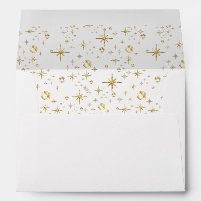 Gold glitter stars, white and gold envelope (Back (Bottom))