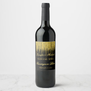 Gold Glitter Streams Wine Label